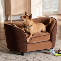 Baxton Studio LD2191-Light Brown/Dark Brown Hayes Modern and Contemporary Two-Tone Light Brown and Dark Brown Fabric Upholstered Pet Sofa Bed
